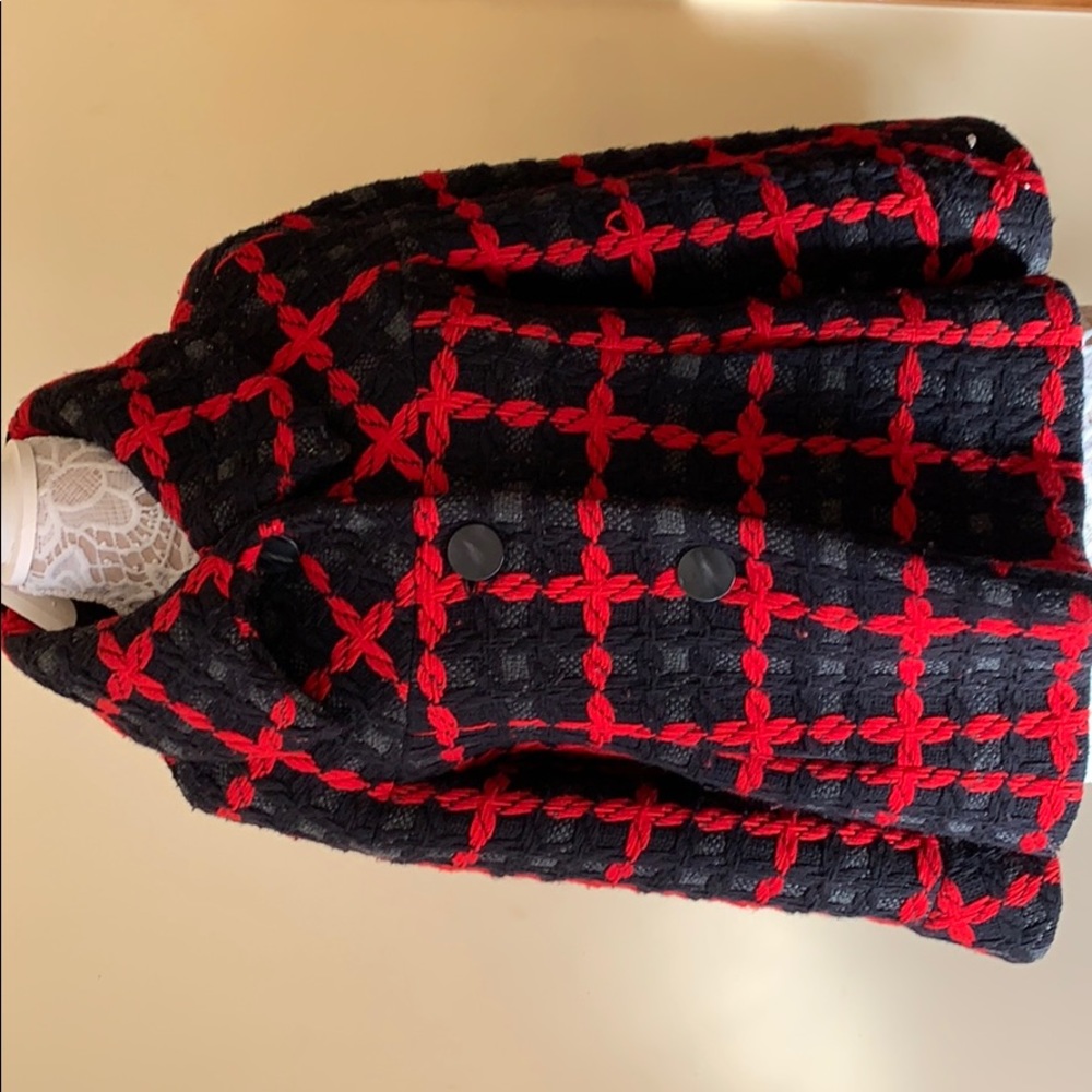 Zara knitted jacket size m black and red